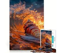 Puzzle de 1000 pièces Coquillages, Coucher de Soleil et Vagues pour Adultes, idéal pour stimuler la mémoire, se divertir à la Maison et décorer Un Mur (38x26cm)