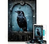 Puzzle de 1000 pièces Corbeau Assis sur Une Pierre tombale pour Adultes Stimule la mémoire Divertissement Occasionnel Bords Nets Cadeau Classique (50x75cm)