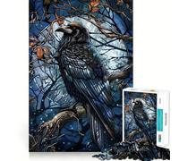 Puzzle de 1000 pièces Corbeau au Clair de Lune pour Adolescents, idéal pour améliorer sa mémoire, se détendre et créer des œuvres d'art aux découpes nettes (50x75cm)