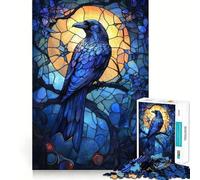 Puzzle de 1000 pièces Corbeau dans Un vitrail pour Adultes, Jeu de réflexion, Divertissement paisible, pièce de Collection aux découpes soignées (50x75cm)