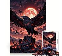 Puzzle de 1000 pièces « Corbeau de la Lune de Sang dans Un Paysage Fantastique Sombre » pour Adolescents Détente et Stimulation mentale Bords réguliers Idée Cadeau de Noël élégante (38x52cm)
