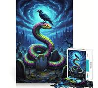 Puzzle de 1000 pièces Corbeau et Serpent dans Un cimetière pour Adolescents, Jeu de Puzzle Stimulant la réflexion, Jeu de Groupe, Art Assembler, Cadeau Classique (38x52cm)