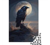 Puzzle de 1000 pièces - Corbeau - Illustration Animale - Puzzle carré créatif en Papier pour Adultes - Idée Cadeau de Noël - 38 x 26 cm