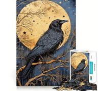 Puzzle de 1000 pièces Corbeau la Nuit pour Adolescents Un Puzzle Qui améliore la mémoire, Confortable et Relaxant, aux découpes fermes, idéal comme Cadeau Festif (38x52cm)