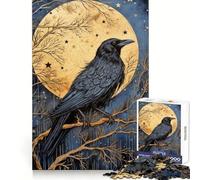 Puzzle de 1000 pièces Corbeau la Nuit pour Adolescents Un Puzzle Qui améliore la mémoire, Confortable et Relaxant, aux découpes fermes, idéal comme Cadeau Festif (38x52cm)