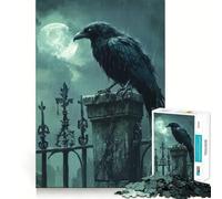 Puzzle de 1000 pièces Corbeau la Porte du cimetière pour Adolescents, idéal pour améliorer sa mémoire, se détendre et créer des œuvres d'art aux découpes nettes (38x52cm)