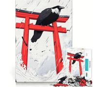 Puzzle de 1000 pièces Corbeau la Porte Torii pour Adolescents renforcez Vos Liens familiaux, Bords précis, Cadeau attentionné (38x26cm)