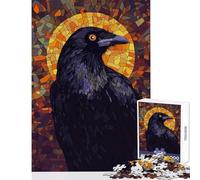 Puzzle de 1000 pièces Corbeau Mosaïque Art Jeu Éducatif Cadeau Père Noël Secret Jeux de Détente avec Poster et Fiche de Quiz Assortis Dimensions 38x52cm