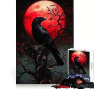 Puzzle de 1000 pièces Corbeau sous la Lune de Sang pour Adolescents Un Puzzle Qui améliore la mémoire, Confortable et Relaxant, aux découpes fermes, idéal comme Cadeau Festif (38x52cm)