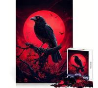 Puzzle de 1000 pièces Corbeau sous la Lune de Sang pour Adultes renforce la mémoire, Divertissement Occasionnel, Bords Nets, Cadeau Classique (38x52cm)