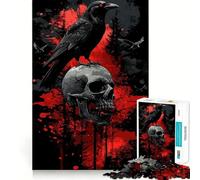 Puzzle de 1000 pièces Corbeau sur crâne pour Adolescents, Jeu Intelligent d'intérieur, découpe précise, Cadeau Exquis (38x26cm)