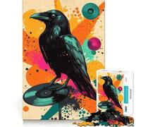 Puzzle de 1000 pièces Corbeau sur Disque Vinyle Pop Art pour Adolescents, idéal pour améliorer sa mémoire, se détendre et créer Une œuvre d'art aux découpes nettes (38x52cm)