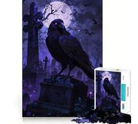 Puzzle de 1000 pièces Corbeau sur Pierre tombale pour Adolescents, Jeu Intelligent, Jeu d'intérieur, découpe précise, Cadeau Exquis (50x75cm)