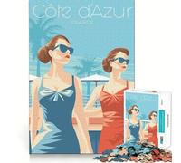 Puzzle de 1000 pièces Côte d'Azur Jeu d'assemblage et de détente Estival pour se Relaxer et décorer pour Noël (50x75cm)