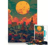 Puzzle de 1000 pièces Coucher de Soleil à Bangkok, Thaïlande pour Adolescents, Jeu de logique, Amusement d'intérieur, Bords précis, pièce de Collection 38x52cm