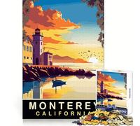 Puzzle de 1000 pièces Coucher de Soleil à Monterey pour Adolescents, défi Intelligent, Passe-Temps paisible, Fine Lock, Cadeau de Noël (50x75cm)