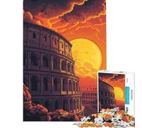 Puzzle de 1000 pièces Coucher de Soleil au Colisée à Rome Jeu Amusant et addictif pour développer la Patience Idée Cadeau pour Un Père Noël Secret Apprentissage éducatif (Dimensions 38x52cm)