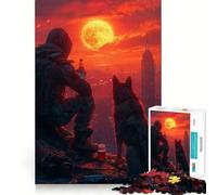 Puzzle de 1000 pièces Coucher de Soleil avec Mon Chien pour Adultes, Jeu Mental apaisant et Amusant, découpe de qualité supérieure, Cadeau d'anniversaire 38x26cm