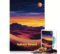 Puzzle de 1000 pièces Coucher de Soleil dans Le désert du Sahara pour Adolescents, décoration Murale apaisante et Amusante aux découpes nettes (50x75cm)