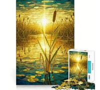 Puzzle de 1000 pièces Coucher de Soleil dans Les Marais en vitrail, pour Adolescents Renforce la mémoire, Simple et Amusant, qualité supérieure, Cadeau mémorable 38x26cm