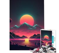 Puzzle de 1000 pièces Coucher de Soleil dans Un Futur rétro Jeu Amusant et addictif pour cultiver la Patience Idée Cadeau de Père Noël Secret Apprentissage éducatif (Dimensions 38x52cm)