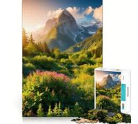 Puzzle de 1000 pièces Coucher de Soleil dans Une Prairie de Montagne pour Adultes Jeu de logique Fine et Silencieux Bords Nets Cadeau mémorable (50x75cm)