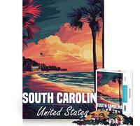 Puzzle de 1000 pièces Coucher de Soleil en Caroline du Sud pour Adolescents, Jeu Intelligent, découpe précise, Cadeau Exquis (38x26cm)