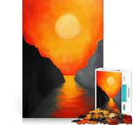 Puzzle de 1000 pièces Coucher de Soleil Entre Les falaises pour Adolescents Un Jeu de logique Clair, Un Passe-Temps Calme, Une découpe Parfaite et Un Cadeau Classique 38x26cm