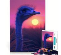 Puzzle de 1000 pièces Coucher de Soleil esthétique avec Autruche pour Adolescents, Jouet intellectuel, évasion Calme, découpe de qualité, Cadeau saisonnier (38x26cm)