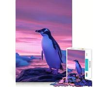 Puzzle de 1000 pièces Coucher de Soleil esthétique avec des Pingouins pour Adultes, Jeu de logique Fine, Silencieux et Amusant, Bords Nets, Cadeau mémorable (50x75cm)