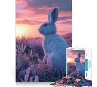 Puzzle de 1000 pièces Coucher de Soleil esthétique avec Lapin pour Adolescents, Puzzle Clear Logic, Jouet Peaceful Time, découpe Parfaite, liste de souhaits du Père Noël (50x75cm)