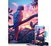 Puzzle de 1000 pièces Coucher de Soleil esthétique avec Perroquet pour Adolescents, idéal pour renforcer la mémoire, se détendre à la Maison, Bords Nets, Cadeau précieux (38x26cm)