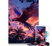 Puzzle de 1000 pièces Coucher de Soleil esthétique avec Perroquet pour Adultes, Jeu cérébral Relaxant, Cadeau de qualité supérieure (38x52cm)