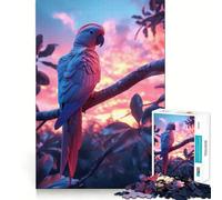 Puzzle de 1000 pièces Coucher de Soleil esthétique avec Perroquet pour Adultes, Jeu de réflexion, Plaisir Lent, Design à Assembler, Joli Cadeau (38x52cm)