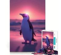 Puzzle de 1000 pièces Coucher de Soleil esthétique avec Pingouins pour Adolescents, Jouet Intelligent et Amusant, à Collectionner (38x26cm)