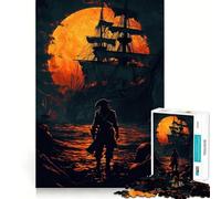 Puzzle de 1000 pièces Coucher de Soleil Pirate et Bateau pour Adultes renforce la mémoire, apaise l’Esprit, qualité supérieure, Surprise chaleureuse (38x52cm)