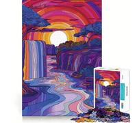 Puzzle de 1000 pièces Coucher de Soleil Serein sur Une Cascade pour Adultes, idéal pour stimuler la mémoire, Passer Un Moment agréable à la Maison et décorer Un Mur (50x75cm)