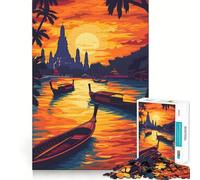 Puzzle de 1000 pièces Coucher de Soleil sur Bangkok 38x26cm pour Adultes, en thaï Un pour Un Moment de Paix et de tendresse