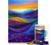 Puzzle de 1000 pièces Coucher de Soleil sur des collines abstraites pour Adolescents, Jeu de réflexion, Moment de détente, Finition de qualité, 38x26cm