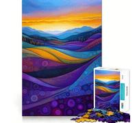 Puzzle de 1000 pièces Coucher de Soleil sur des collines abstraites pour Adolescents Un Jeu de logique Stimulant pour se détendre et créer des Bords Nets Idéal comme Cadeau d'anniversaire 38x52cm