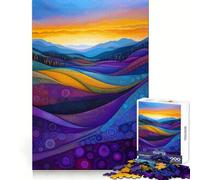 Puzzle de 1000 pièces Coucher de Soleil sur des collines abstraites pour Adolescents Un Jeu de logique Stimulant pour se détendre et créer des Bords Nets Idéal comme Cadeau d'anniversaire 38x52cm