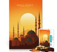 Puzzle de 1000 pièces Coucher de Soleil sur la basilique Sainte-Sophie pour Adolescents idéal pour se Souvenir des dernières Tendances s'améliorer et apaiser l'esprit Illustration découpée