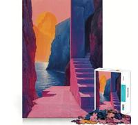 Puzzle de 1000 pièces Coucher de Soleil sur la mer pour Adolescents Jeu de réflexion Stimulant et Calme Découpe précise Cadeau saisonnier (38x52cm)