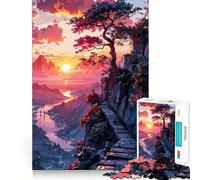 Puzzle de 1000 pièces Coucher de Soleil sur la Nature pour Adolescents Un Jeu Stimulant pour l'esprit, Un Passe-Temps Calme et précis, Un Joli Cadeau 38x26cm