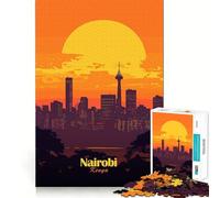 Puzzle de 1000 pièces Coucher de Soleil sur la Skyline de Nairobi pour Adultes et Adolescents Un Casse-tête Relaxant et Artistique, Un Cadeau Original (50x75cm)