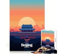 Puzzle de 1000 pièces Coucher de Soleil sur la Skyline de Pékin pour Adultes Un Puzzle Stimulant la réflexion et la Pleine Conscience, idéal comme Cadeau de Noël (38x26cm)