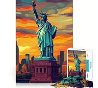 Puzzle de 1000 pièces Coucher de Soleil sur la Statue de la Liberté pour Adultes, Sharp Logic Toy, Loisirs à Domicile, découpe précise, 50x75cm