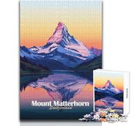 Puzzle de 1000 pièces Coucher de Soleil sur Le Mont Cervin pour Adolescents:Un Jeu ludique et éducatif, Un Cadeau Unique pour Les fêtes Dimensions:38x26cm