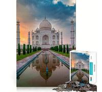 Puzzle de 1000 pièces Coucher de Soleil sur Le Taj Mahal pour Adultes, Jouet Pure Logic, Moment de Paix, découpe Nette, 38x52cm