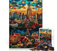Puzzle de 1000 pièces Coucher de Soleil sur Le Temple de Bangkok pour Adultes Exercice de raisonnement,évasion et Pleine Conscience Bords de qualité supérieure Un pour Les fêtes (50x75cm)